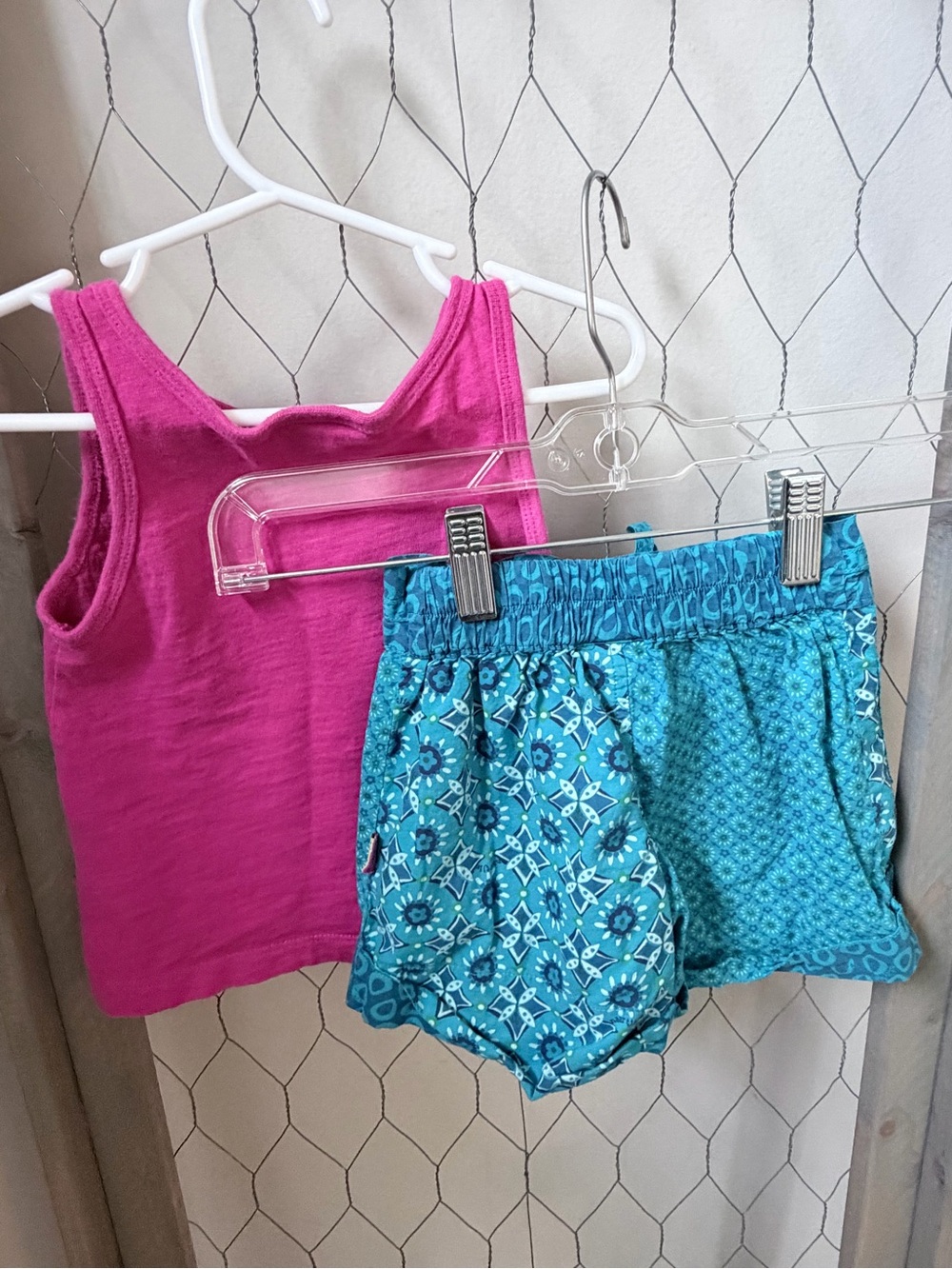 Naartjie Girls Pink Ruffle Tank & Turquoise Patterned Shorts Set Size 12-18M - Picture 2 of 5